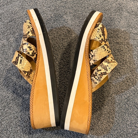 Circus by Sam Edelman Tan and Black Snake Print Wedge Sandals - Picture 3 of 6